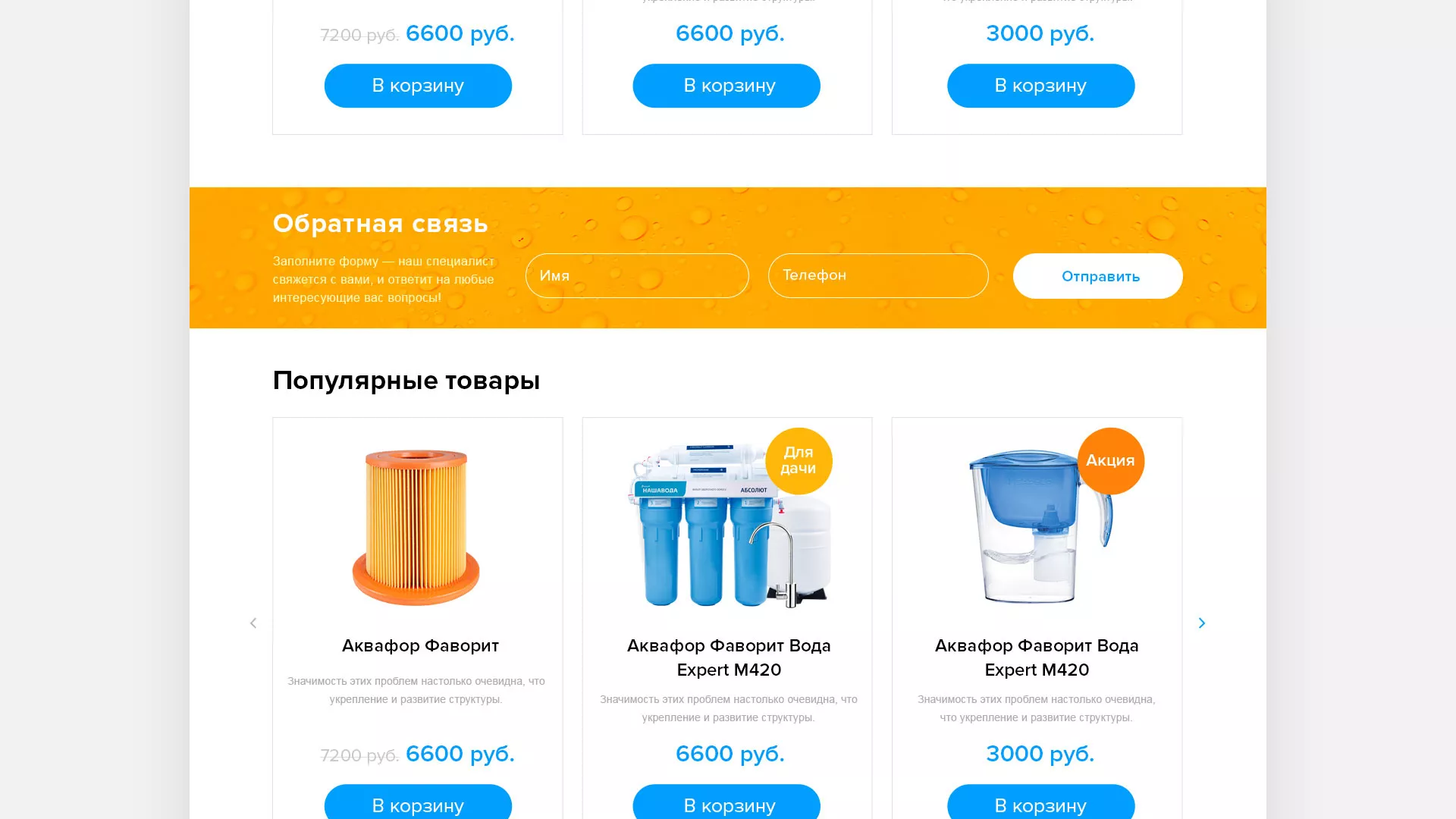 Создание интернет-магазина «Водолей» по продаже фильтров очистных сооружений в Спас-Клепиках
