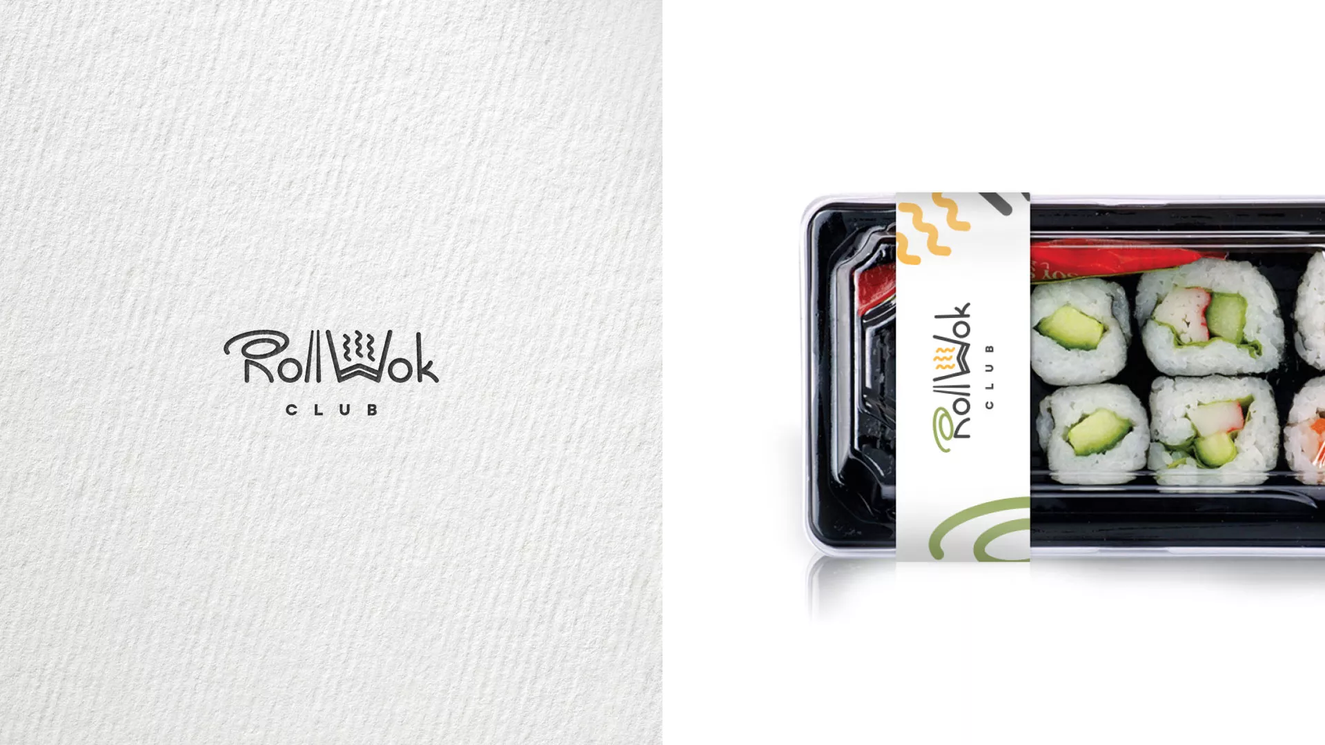 Разработка логотипа и фирменного стиля суши-бара «Roll Wok Club» в Спас-Клепиках