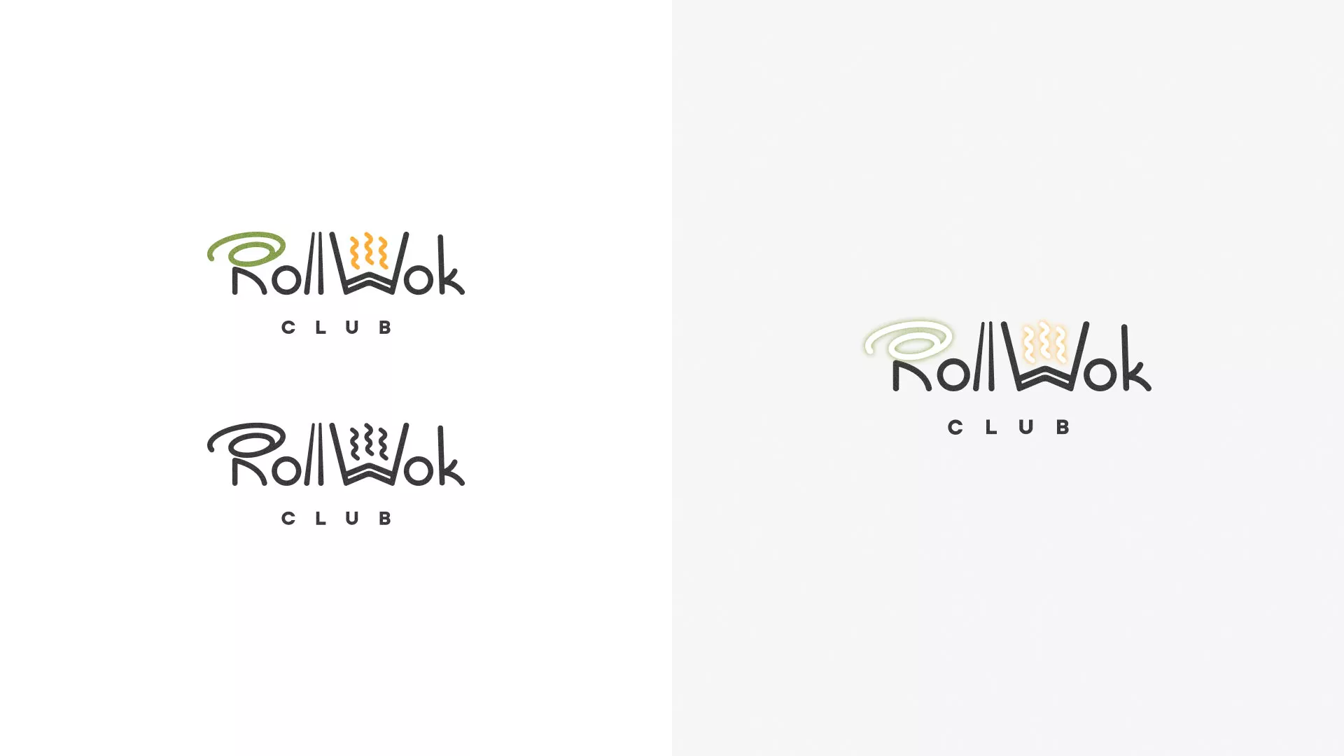 Разработка логотипа и фирменного стиля суши-бара «Roll Wok Club» в Спас-Клепиках